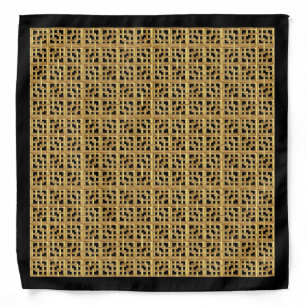 Matte Gold Interlocking Squares on Black Bandana
