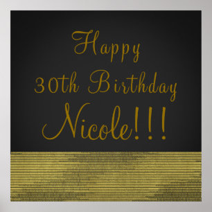 Matte Gold Modern Glam Sequin Party Banner Poster