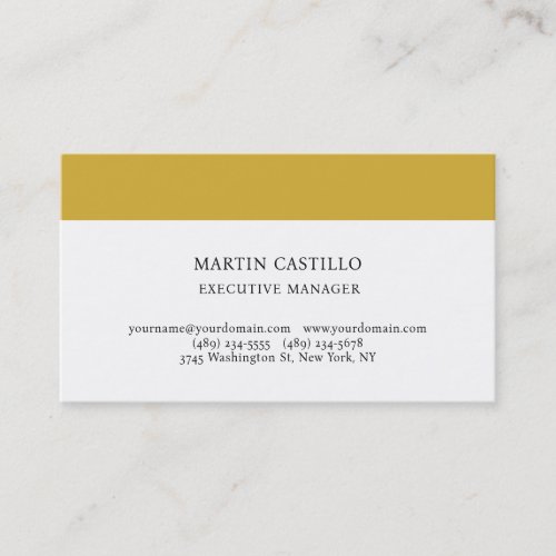 Matte Gold White Modern Professional Serif Font Business Card