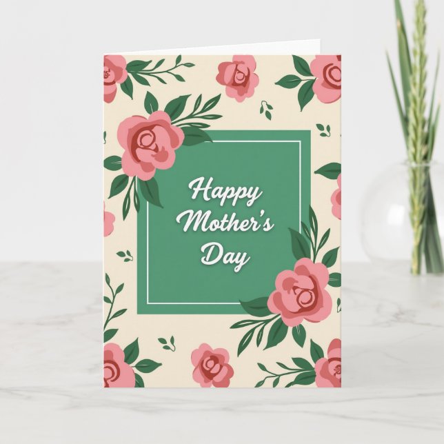 Matte Green Happy Mothers Day Card (Front)
