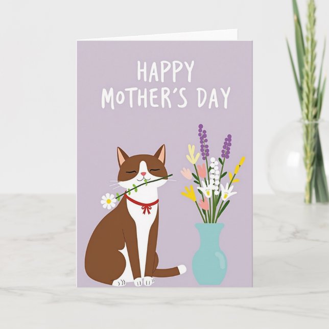 Matte Happy Cat Daisy Card (Front)