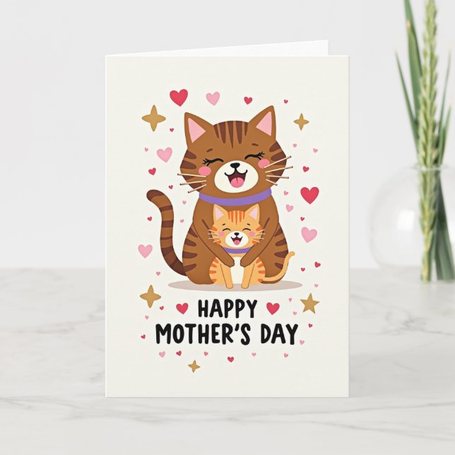 Matte Happy Cat Family Card (Front)