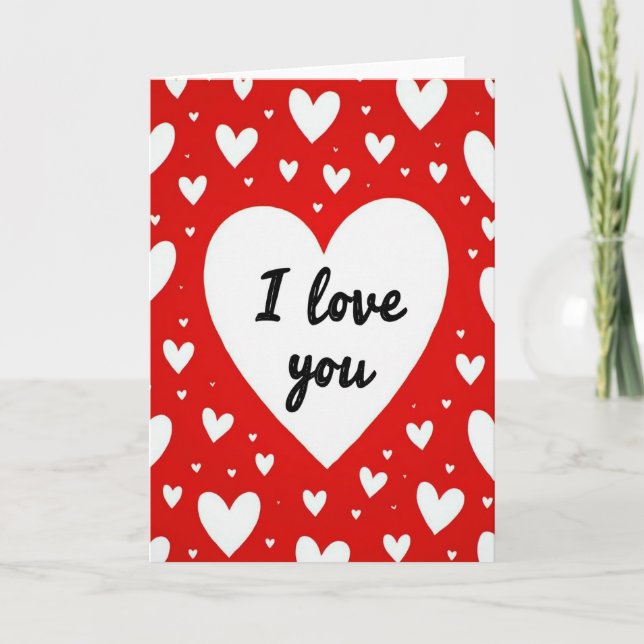Matte Hearts I Love You Card (Front)