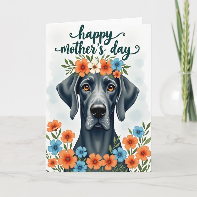 Matte Noble Dog Floral Crown Card (Front)