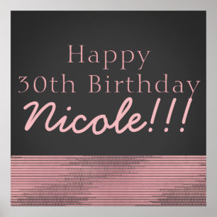 Matte Pink & Grey Modern Glam Sequin Party Banner Poster