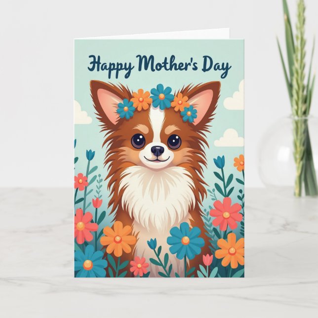 Matte Puppy Blossom Greeting Card (Front)