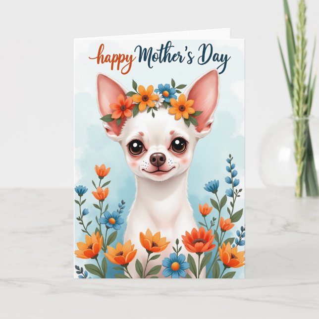 Matte Puppy Floral Crown Card (Front)