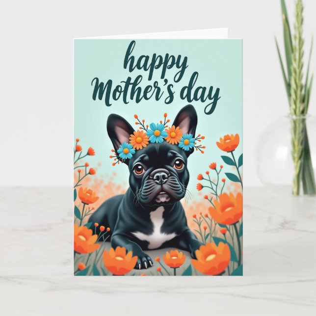 Matte Puppy Floral Friend Card (Front)