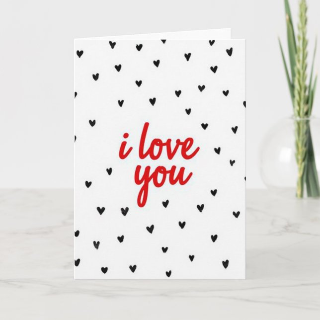 Matte Scattered Heart I Love You Card (Front)