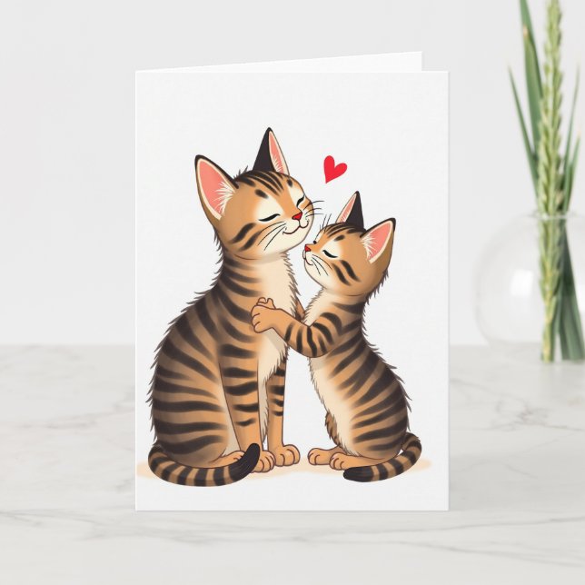 Matte Striped Felines Love Card (Front)