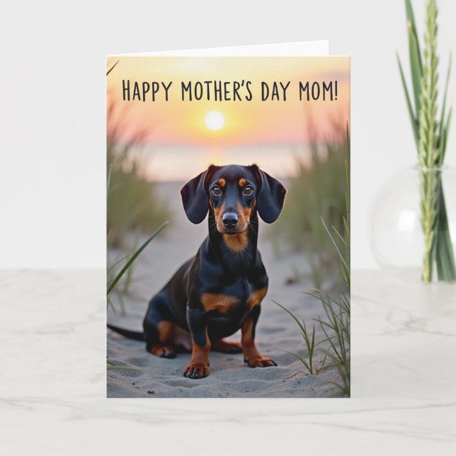 Matte Sunset Canine Best Wishes Card (Front)