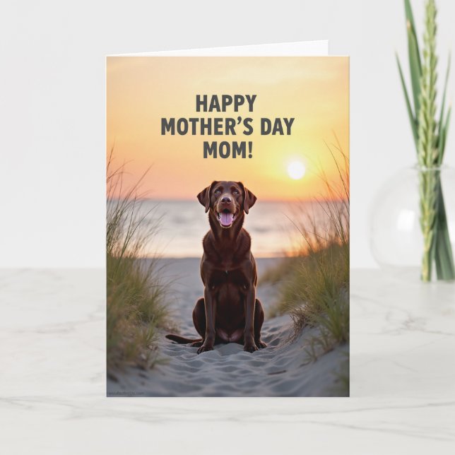 Matte Sunset Dog Moms Day Card (Front)