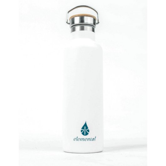 Matte White Insulated "Namaste" Water Bottle (Back)