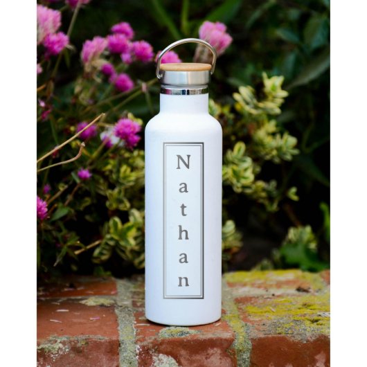 Matte White Stainless Steel Water Bottle (Front)