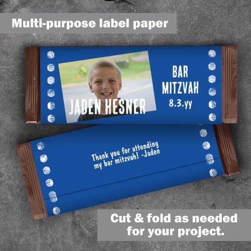 Matte Wrapper Blue Bar Mitzvah Budget Candy Label