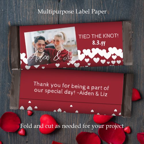 Matte Wrapper Red White Hearts Wedding Candy Label