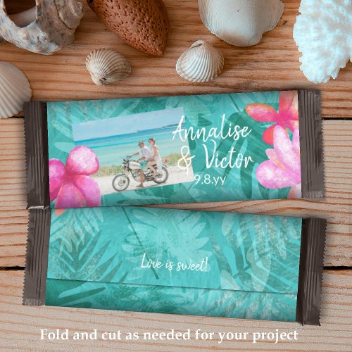Matte Wrapper Tropical Teal Wedding Candy Label