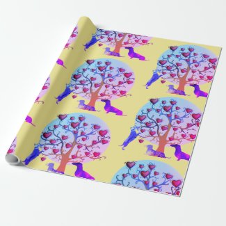 Matte Wrapping Paper, Valentine Dachshund Hearts