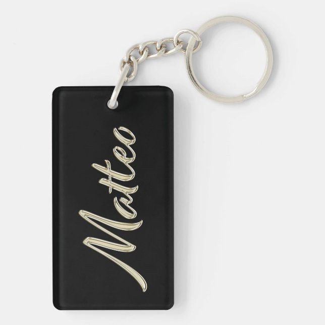 Matteo name whitegold key trailer keychain (Back)