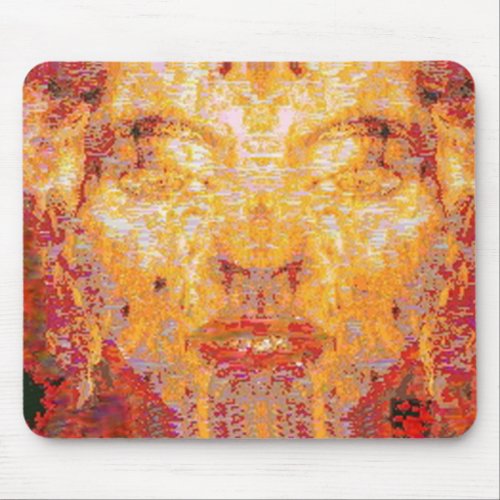 MATTER DOESNT MATTER Fractal Mask in Red Yellow Mouse Pad