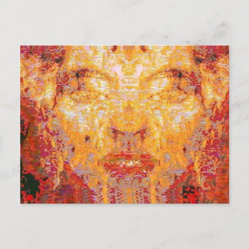 MATTER DOESNT MATTER Fractal Mask in Red Yellow Postcard