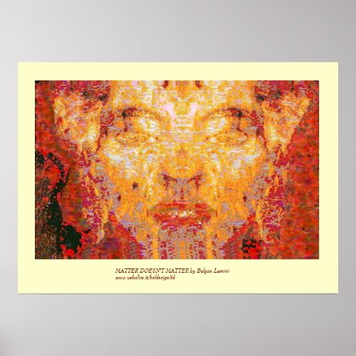 MATTER DOESNT MATTER Fractal Mask in Red Yellow Poster