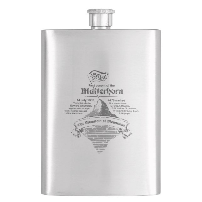 Matterhorn 150th Year Jubilee GREY Hip Flask (Front)