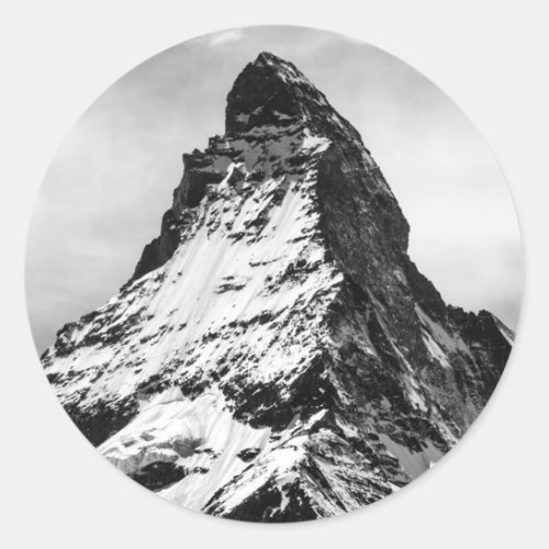 Matterhorn Alps black and white Classic Round Sticker