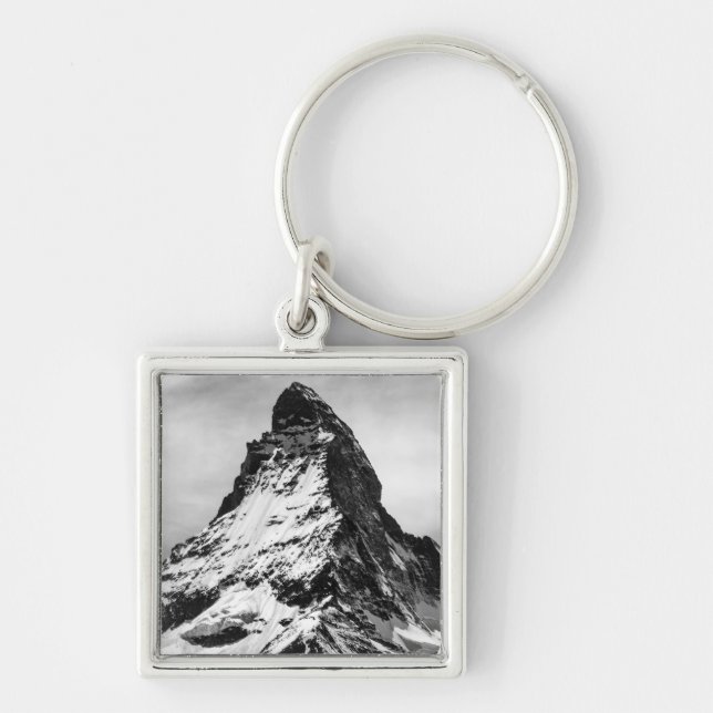 Matterhorn, Alps black and white Keychain (Front)