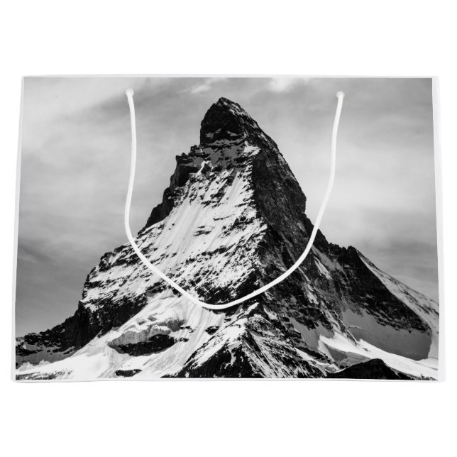Matterhorn, Alps black and white Large Gift Bag (Front)