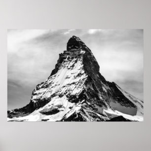 Matterhorn, Alps black and white Poster