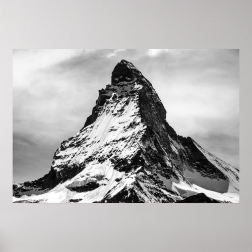 Matterhorn Alps black and white Poster