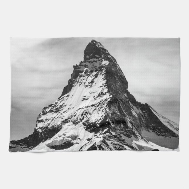 Matterhorn, Alps black and white Towel (Horizontal)