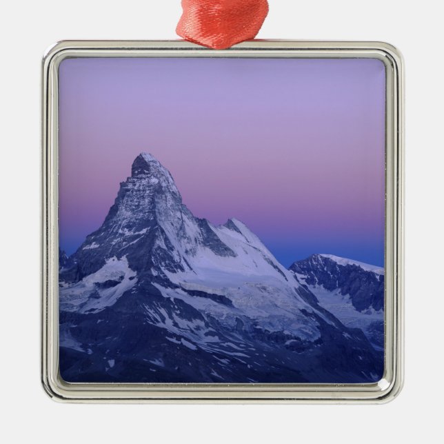 Matterhorn at dawn, Zermatt, Swiss Alps, Metal Ornament (Front)