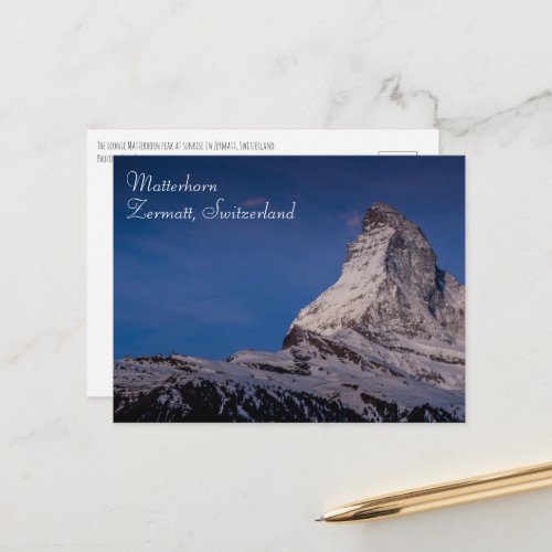 Matterhorn at Sunrise Switzerland Postcard