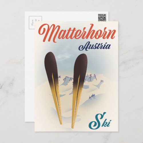 Matterhorn Austria ski poster Postcard