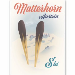 Matterhorn Austria ski poster. Sticker
