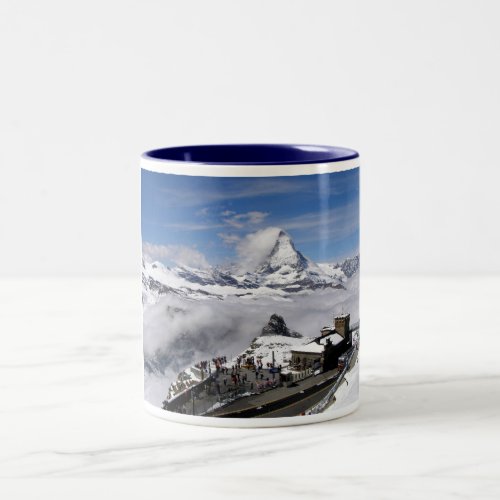 Matterhorn mountain and Gornergrat station Two_Tone Coffee Mug