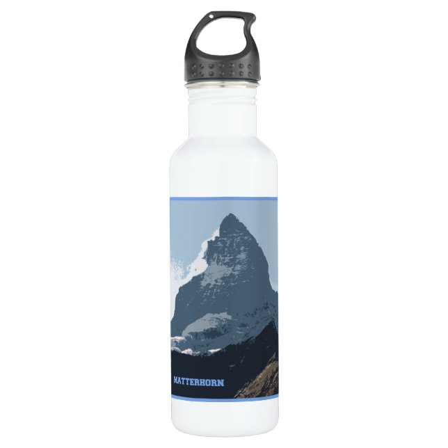 Matterhorn Mountain Design, Switzerland Stainless Steel Water Bottle (Front)