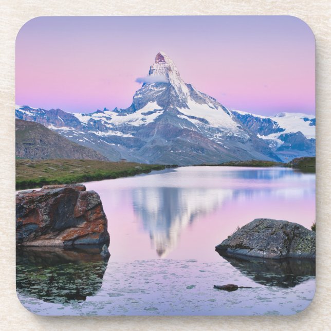 Matterhorn mountain in Zermatt, Switzerland Beverage Coaster (Front)