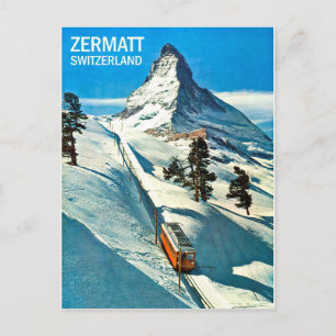 Matterhorn Mountain, Switzerland, Zermatt, vintage Postcard