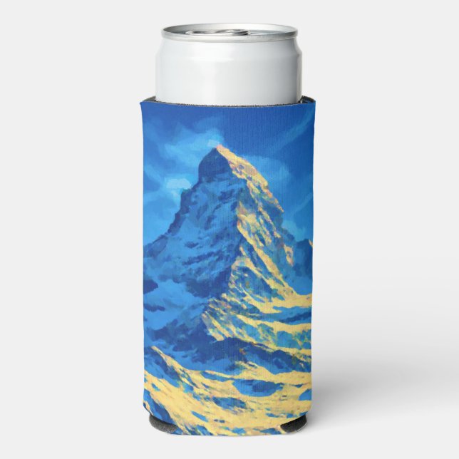 Matterhorn Switzerland Alps Seltzer Can Cooler (Seltzer Back)