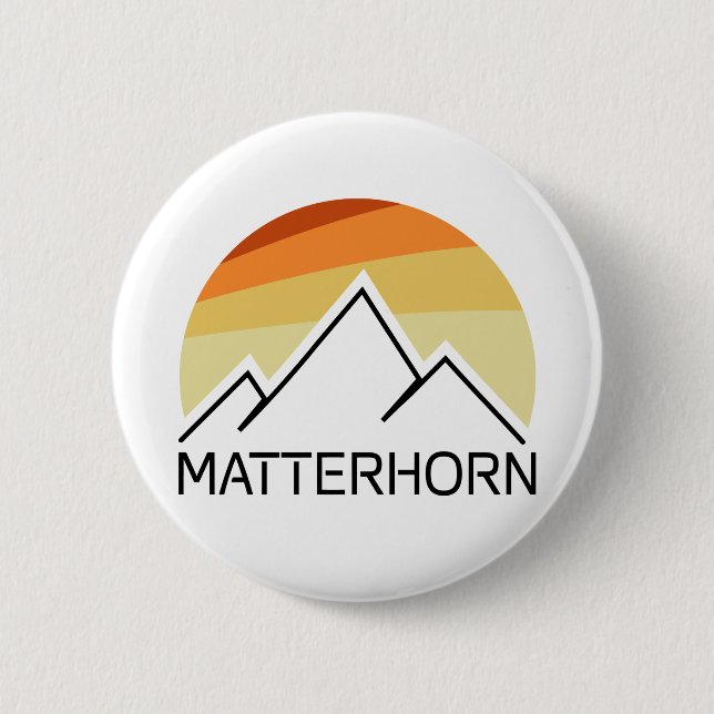 Matterhorn Switzerland Italy Retro Button (Front)