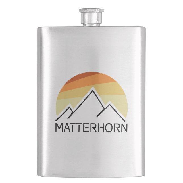 Matterhorn Switzerland Italy Retro Flask (Front)