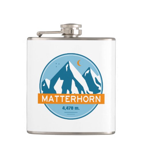 Matterhorn Switzerland Italy Stars Moon Flask