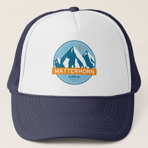 Matterhorn Switzerland Italy Stars Moon Trucker Hat
