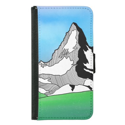 Matterhorn Switzerland Line art watercolor Samsung Galaxy S5 Wallet Case