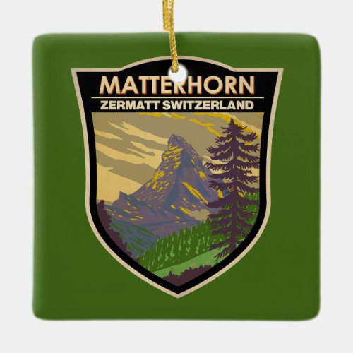 Matterhorn Switzerland Travel Art Vintage Ceramic Ornament