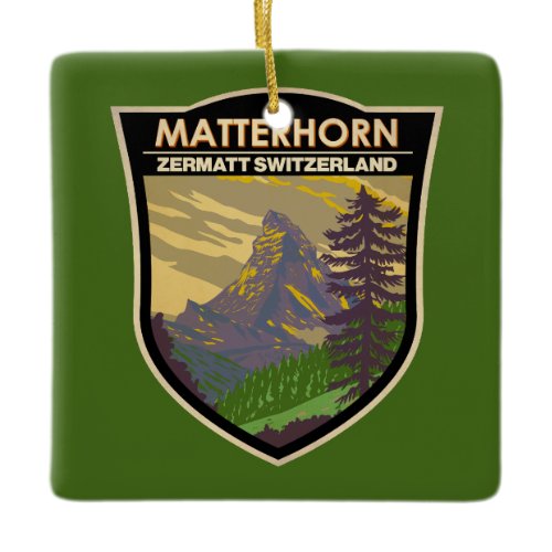 Matterhorn Switzerland Travel Art Vintage Ceramic Ornament