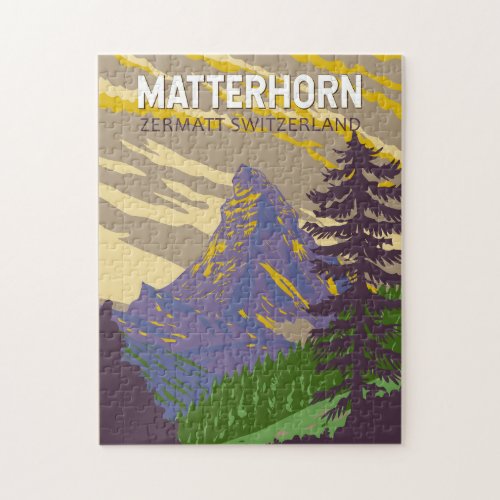 Matterhorn Switzerland Travel Art Vintage Jigsaw Puzzle